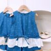 y1461 - Ribbon Sleeveless Denim Set - 图片 3