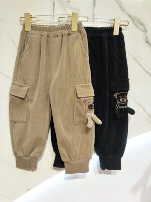 y1405 - 3D Bear Foot Pocket Long Pants - 图片 1