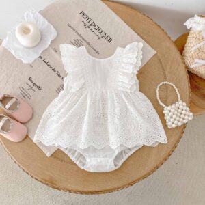y1341 - White Ribbon Lace Romper - 图片 3