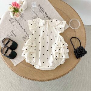 y1342 - Polka Dot Apricot Romper - Image 4
