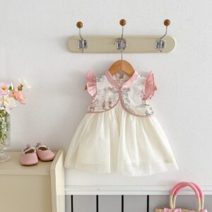 y1413 - CNY Embroidery Flying Sleeves Romper & Dress - 图片 5