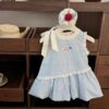 y1350 - Blue Plaid Lace Sleeveless Dress - 图片 1