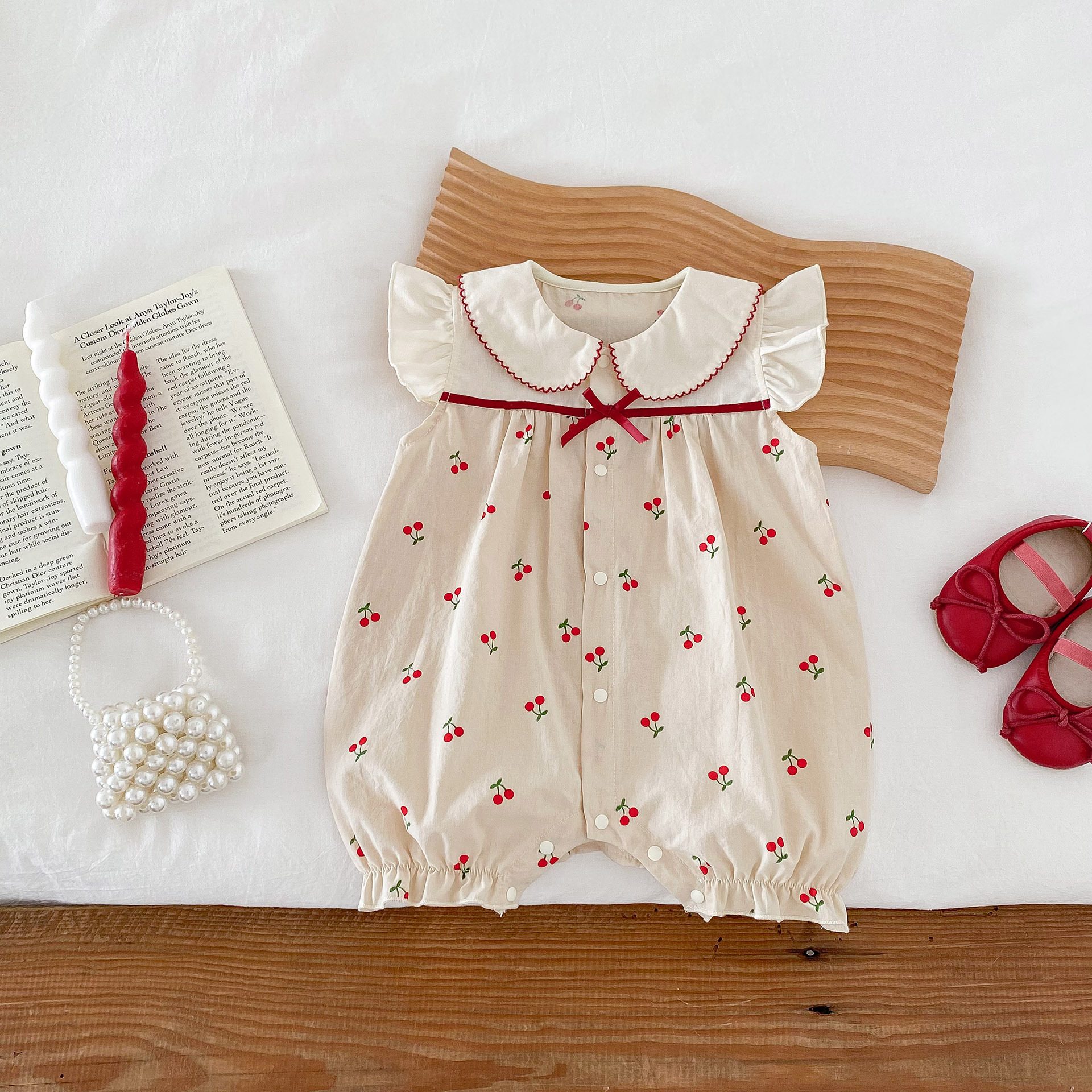 y1339 - Dot Collar Cherry Jumper - 图片 6