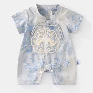 y1429 - CNY Blue Bamboo Short-sleeves Jumper - 图片 2