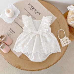 y1341 - White Ribbon Lace Romper - 图片 5