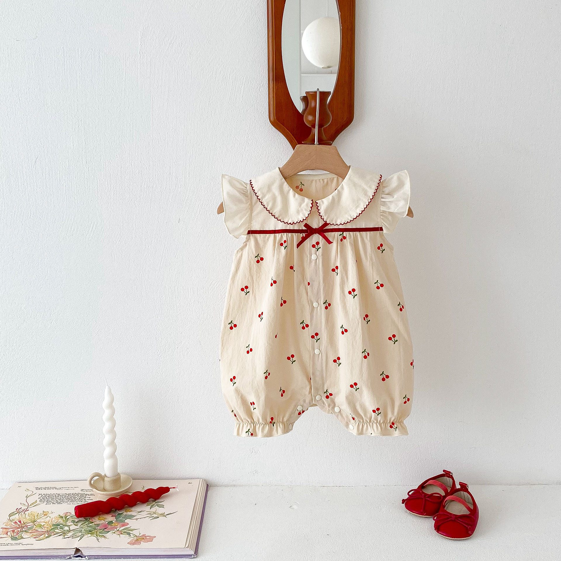 y1339 - Dot Collar Cherry Jumper - 图片 4