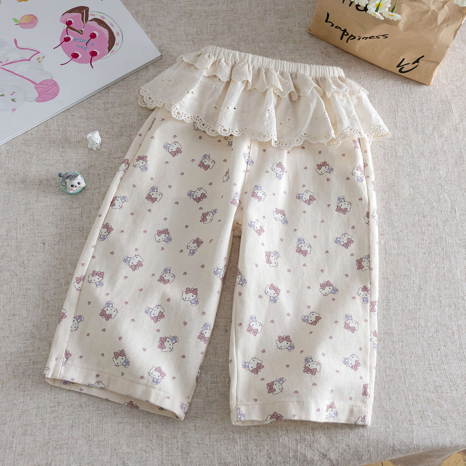 y1337 - Kitty Lace Long Pants - 图片 1