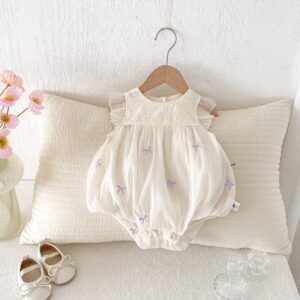 y1416 - Purple Ribbon Flying Sleeves Romper - 图片 3