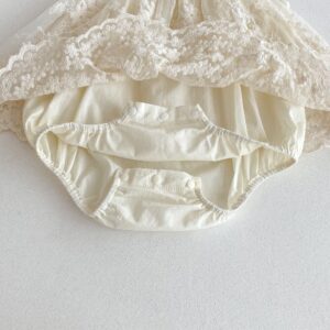 y1344 - Apricot Halter Neck Ribbon Lace Romper - 图片 5