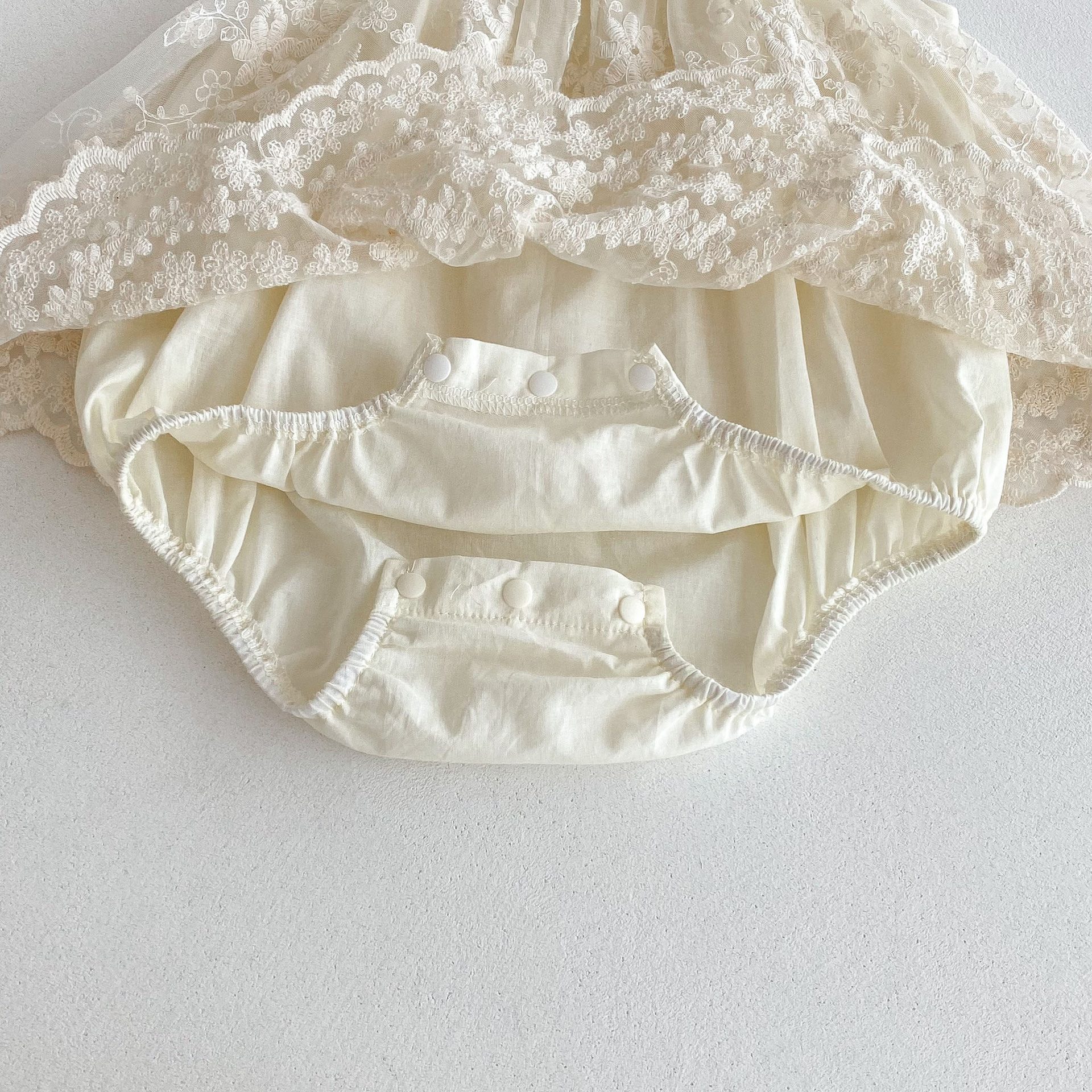 y1344 - Apricot Halter Neck Ribbon Lace Romper - 图片 5