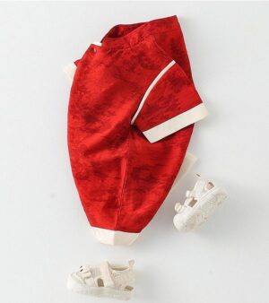 y1294 - CNY Red Flying Sleeves Romper - 图片 3
