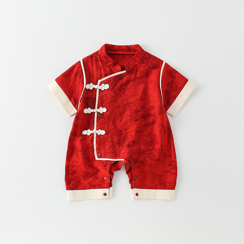 y1294 - CNY Red Flying Sleeves Romper - Image 2