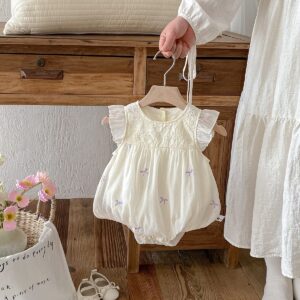 y1416 - Purple Ribbon Flying Sleeves Romper - 图片 4