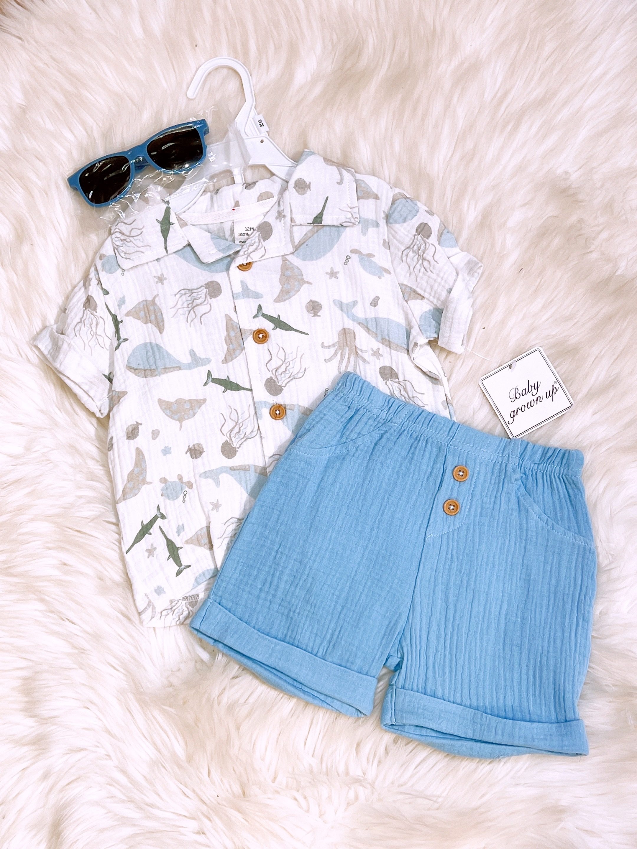 y1522 – Beach Style Shirt With Sun Glasses Set