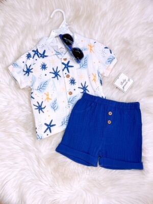 y1522 - Beach Style Shirt With Sun Glasses Set - 图片 4