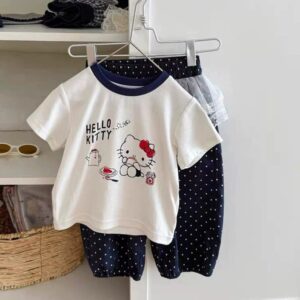 y1491 - Kitty Lace Polka Dots Long Pants Set - 图片 2