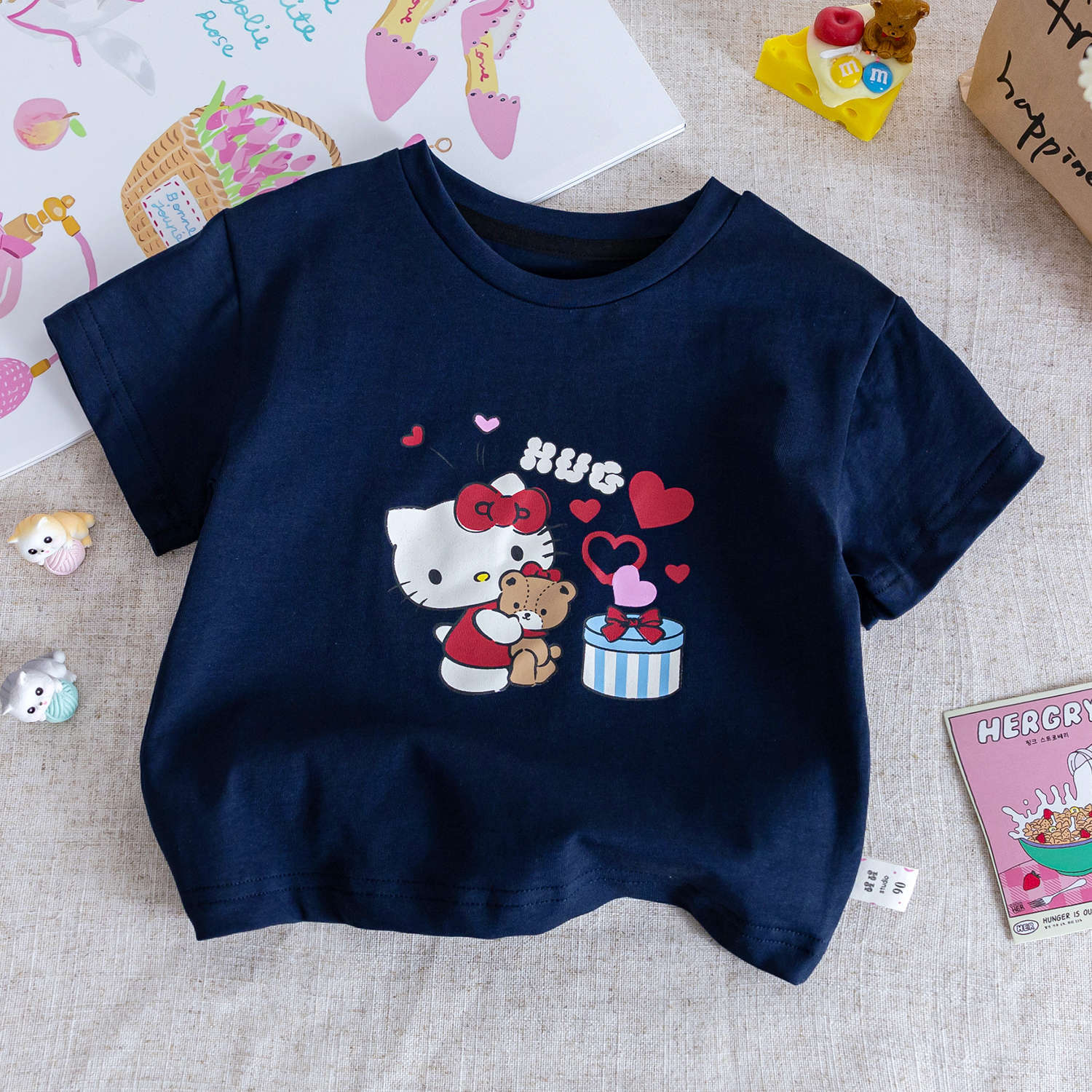 y1492 - Kitty Hug Bear Stripe Pants Set - Image 6