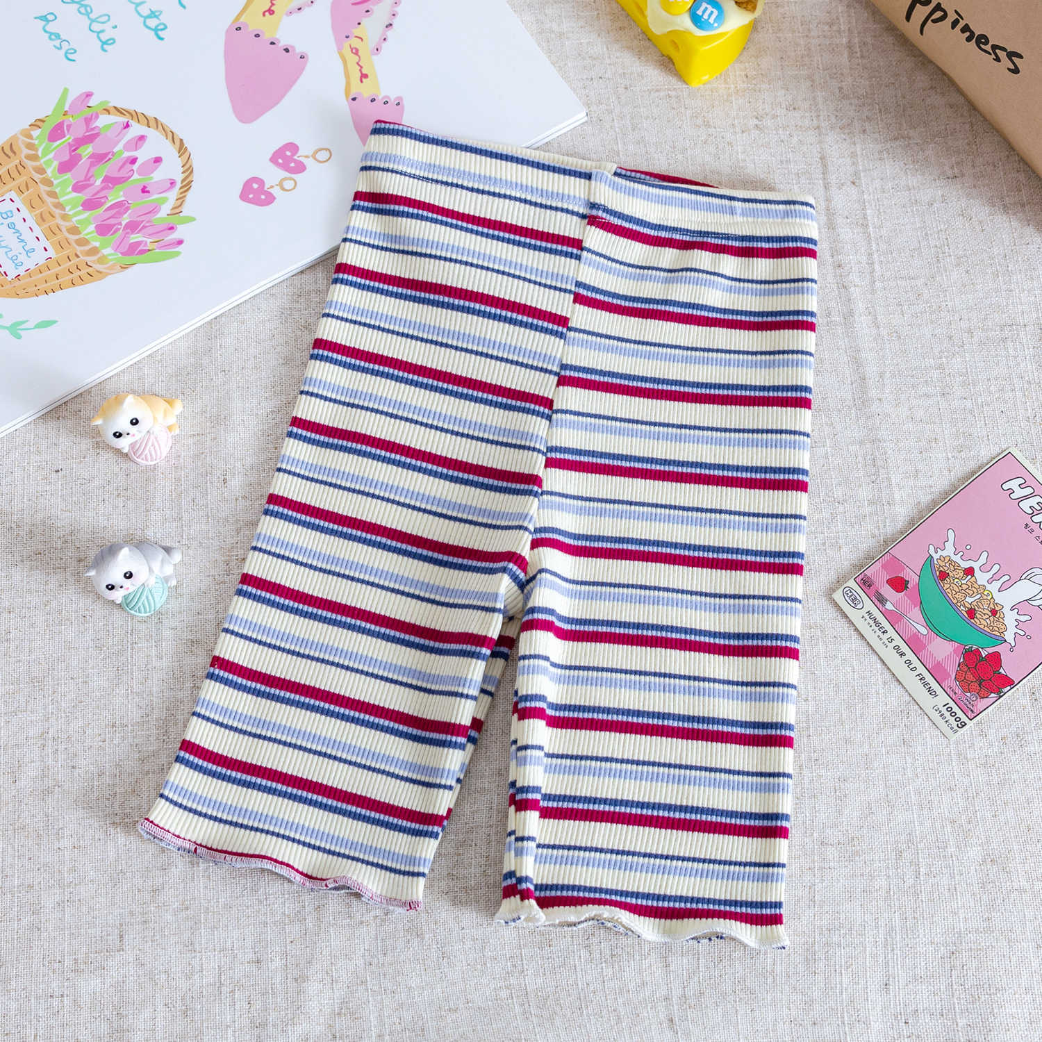 y1492 - Kitty Hug Bear Stripe Pants Set - Image 7