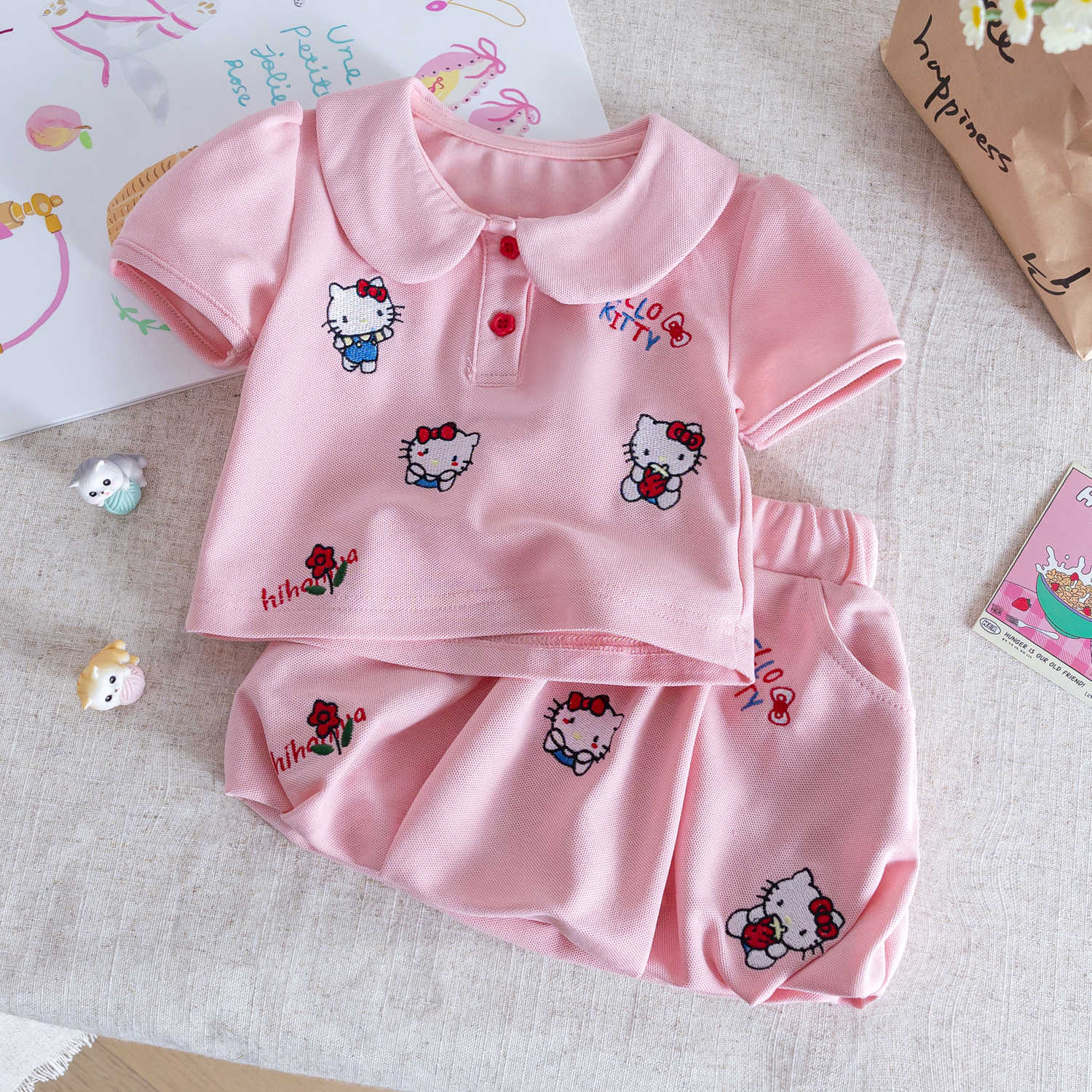 y1493 - Pink & Dark Blue Kitty Doll Collar Set - 图片 5