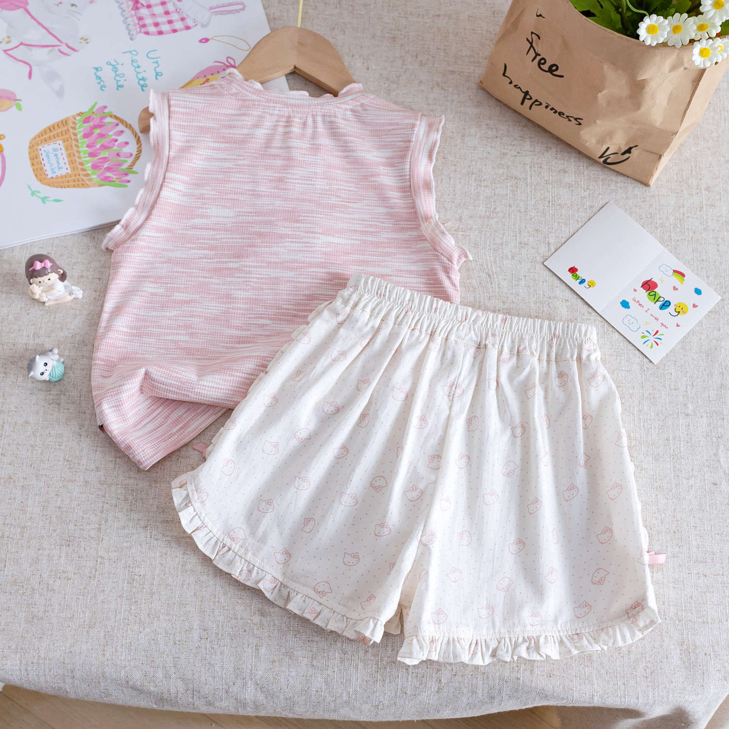 y1496 - Kitty Vest Short Pants Set - Image 3