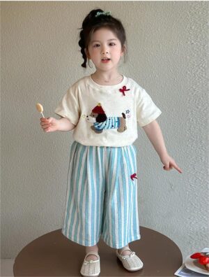 y1507 - Sausage Dog Shirt Stripe Long Pants - Image 4