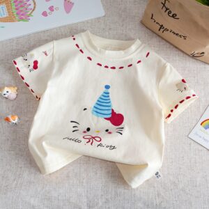 y1510 - Cute Kitty Shirt Lace Short Pants Set - Image 3