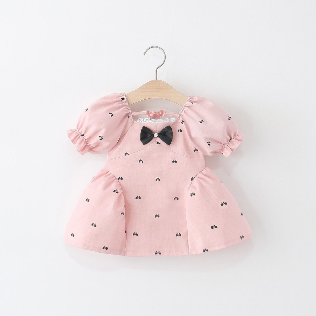 y1477 - Pink Ribbon Puff Dress - 图片 1