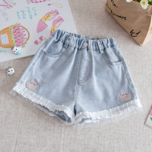 y1510 - Cute Kitty Shirt Lace Short Pants Set - Image 7