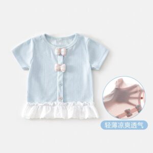 y1509 - 3 Color Plaid Ribbon Lace Shirt - 图片 3