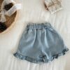 y1533 - Mini Flower Denim Short Pants - 图片 4
