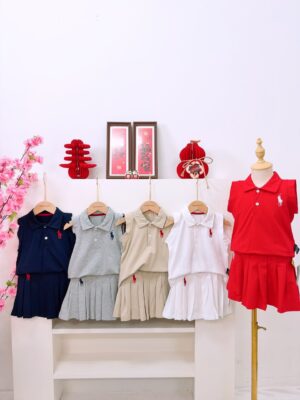 y1483 - Casual Sleeveless Pleated Skirt Set - 图片 2