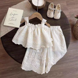 y1546 - Apricot Lace Vest Set - 图片 2