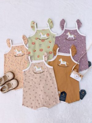 y1579 - Baby Girl Flying Strap Romper - 图片 25