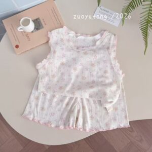 y1594 - Girl Lace Collar Vest Set - 图片 2