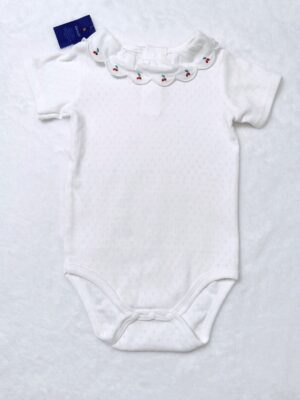 y1590 - Baby Girl Cherry White Romper