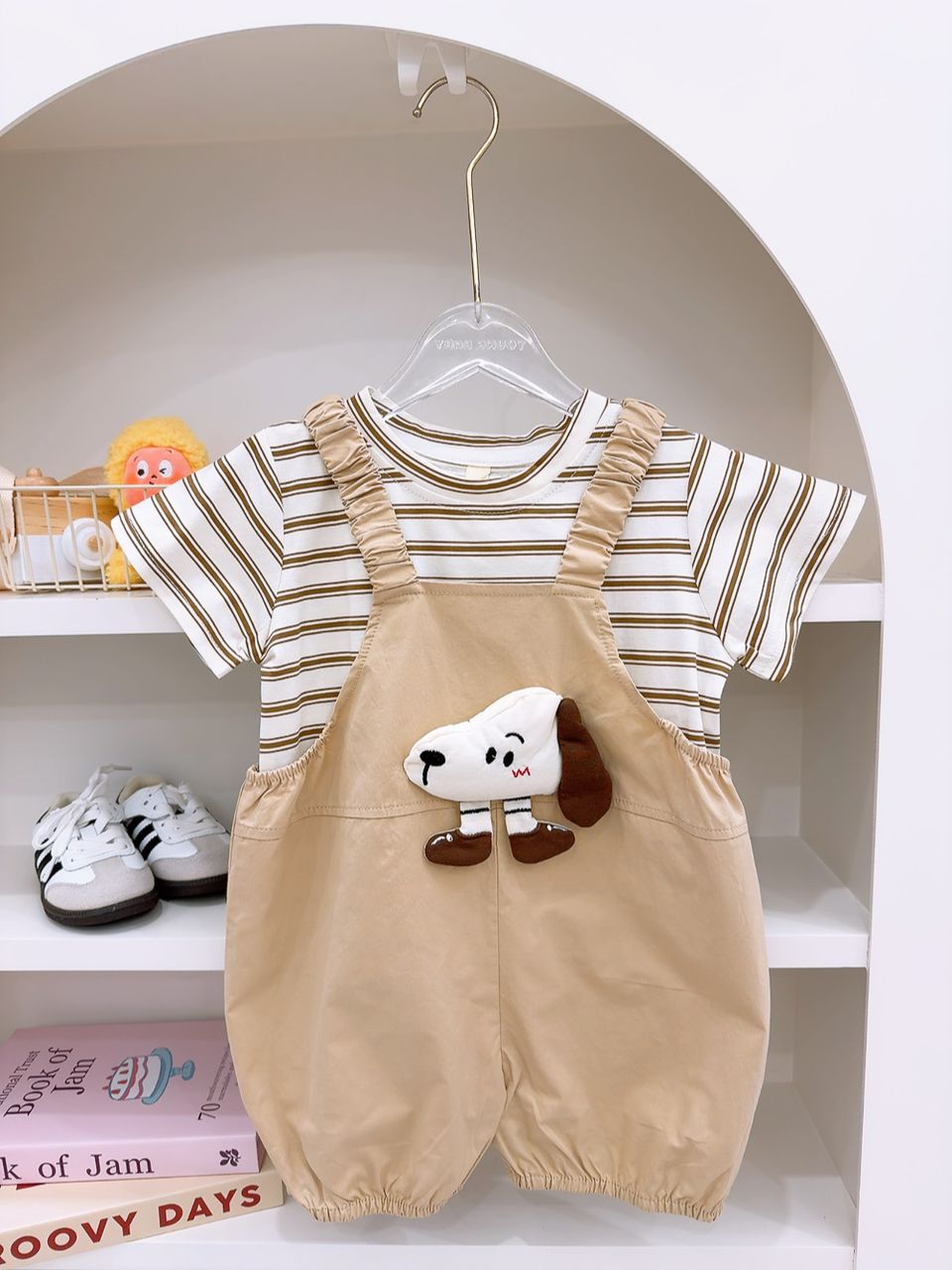 y1697 - Snoopy Stripe Overall Set