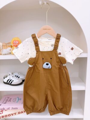y1699 - Cute Bear Overall Set - Image 2