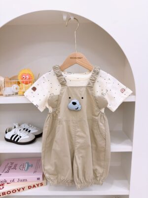 y1699 - Cute Bear Overall Set - Image 4