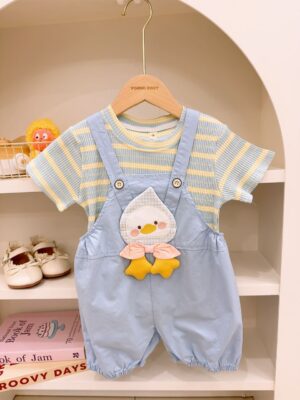 y1702 - Penguin Stripe Overall Set - 图片 2