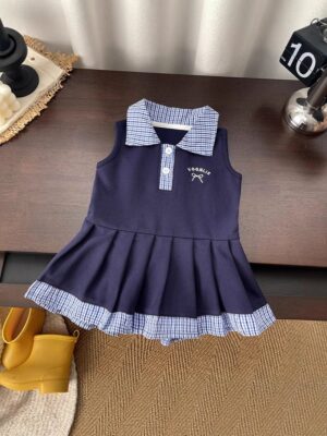 y1658 - Plaid Collar Sleeveless Dress - 图片 4