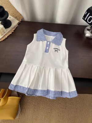 y1658 - Plaid Collar Sleeveless Dress - 图片 3