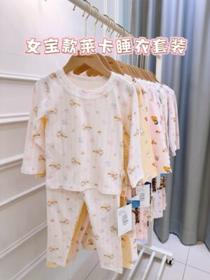 y1742 - Girl Full Print Lycra Sleepwear Pajamas - 图片 1