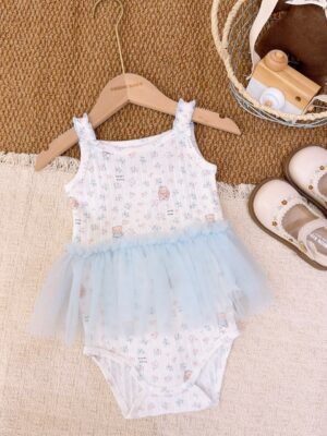 y1731 - Baby Girl Mesh Camisole Romper - 图片 7