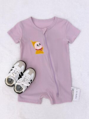 y1770 - Cute Cartoon Short-sleeves Two Zipper Jumper - 图片 3