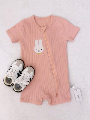 y1770 - Cute Cartoon Short-sleeves Two Zipper Jumper - 图片 6