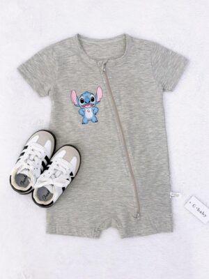 y1770 - Cute Cartoon Short-sleeves Two Zipper Jumper - 图片 10