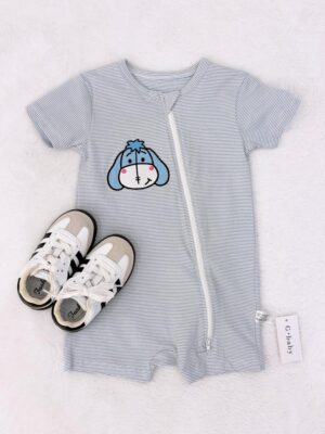y1770 - Cute Cartoon Short-sleeves Two Zipper Jumper - 图片 12