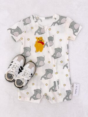 y1770 - Cute Cartoon Short-sleeves Two Zipper Jumper - 图片 16