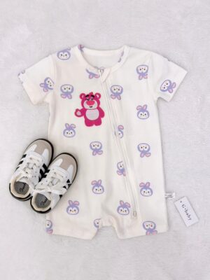 y1770 - Cute Cartoon Short-sleeves Two Zipper Jumper - 图片 17