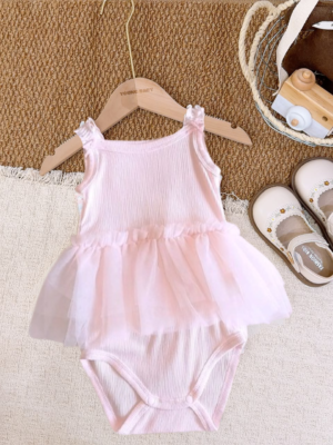 y1731 - Baby Girl Mesh Camisole Romper - 图片 18